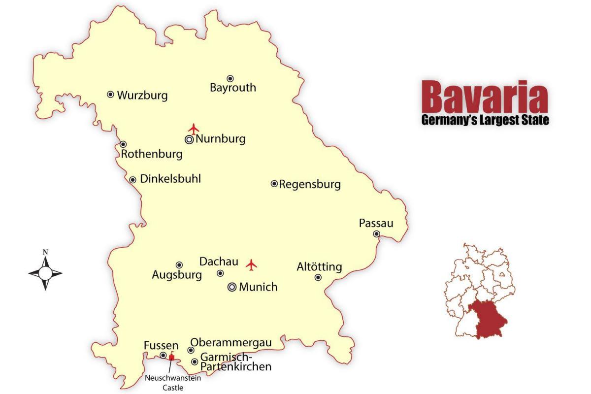 Mapa nemecka ukazuje mníchov