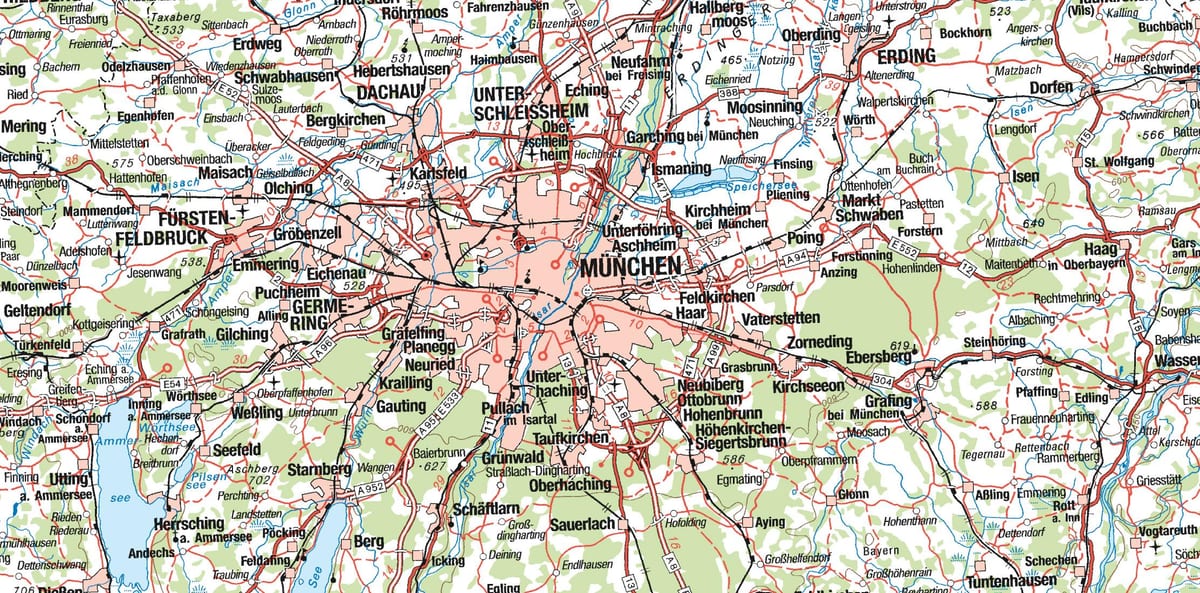 Mapu mníchov a okolité mestá