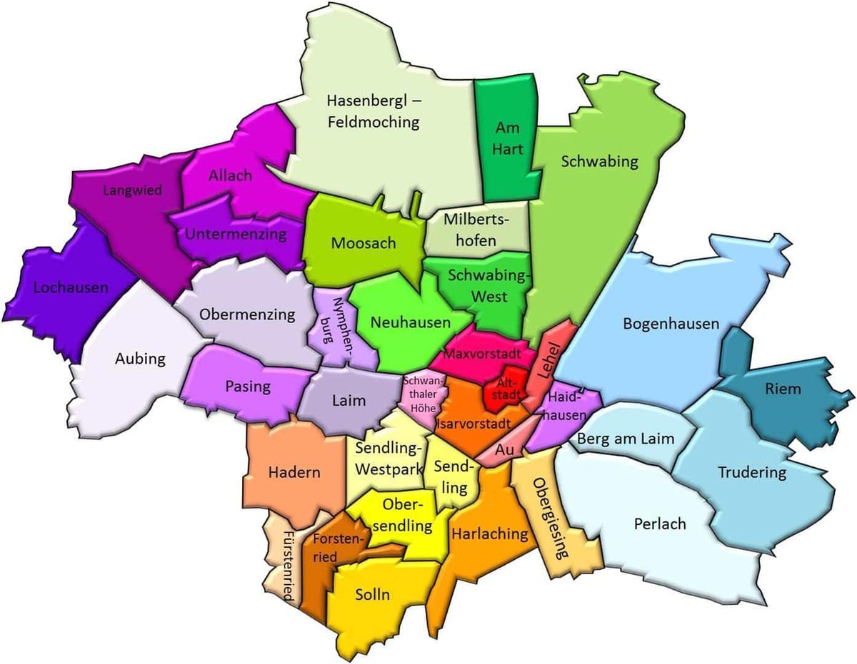 mníchov okresoch mapa