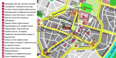 Mapa munich city center atrakcie